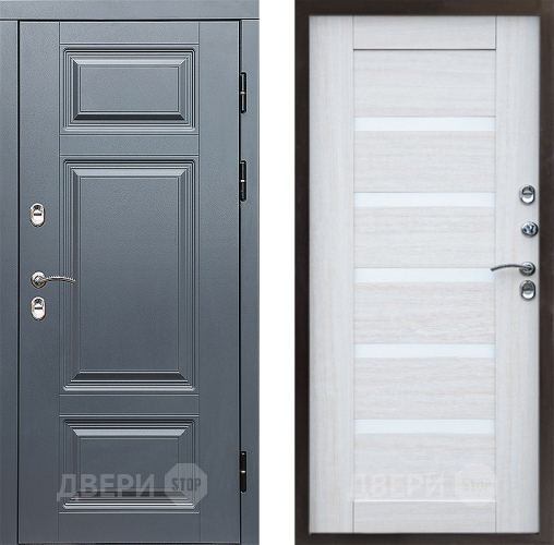 Входная металлическая Дверь Престиж TERMO с терморазрывом Премиум Грэй Царга Лиственница белая в Шатуре
