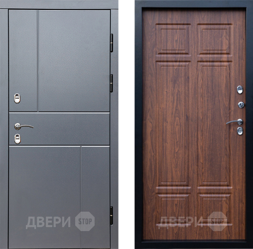 Входная металлическая Дверь Престиж TERMO с терморазрывом Горизонт Грэй Премиум Орех темный в Шатуре