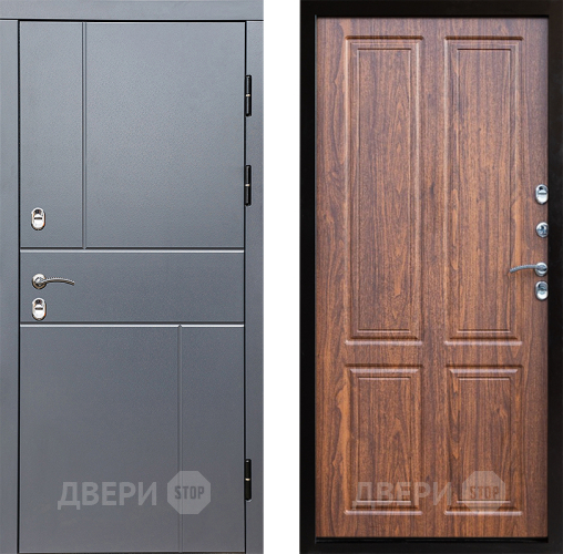 Входная металлическая Дверь Престиж TERMO с терморазрывом Горизонт Грэй Премиум Орех светлый в Шатуре