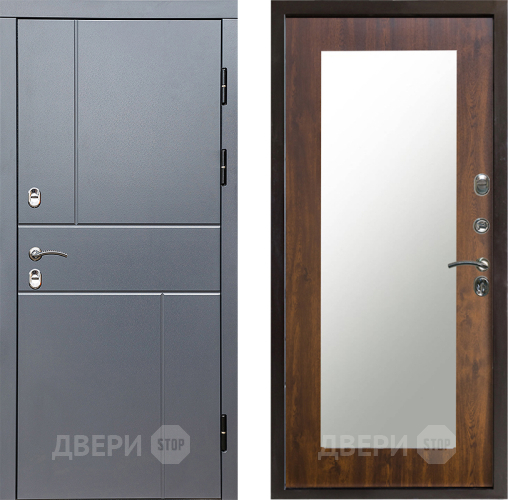 Входная металлическая Дверь Престиж TERMO с терморазрывом Горизонт Грэй Зеркало пастораль Дуб в Шатуре