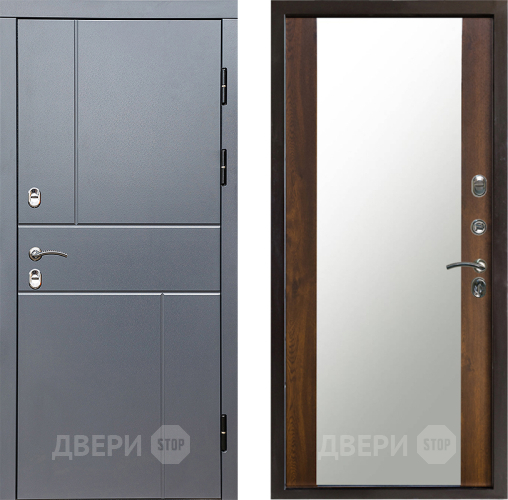 Входная металлическая Дверь Престиж TERMO с терморазрывом Горизонт Грэй Зеркало Дуб в Шатуре