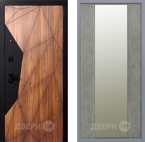 Дверь Заводские двери Морра Зеркало Макси Бетон темный в Шатуре