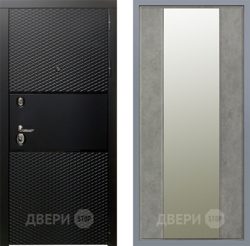 Дверь Заводские двери Тефлон Зеркало Макси Бетон темный в Шатуре