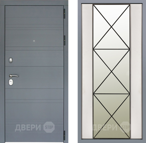 Дверь Заводские двери Лира Софт графит Зеркало Перфекто Структурное дерево в Шатуре