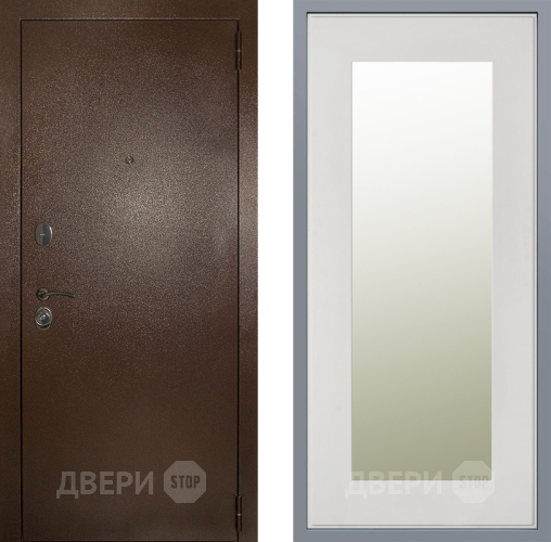 Дверь Заводские двери Эталон 3к антик медь Зеркало Модерн Белый софт в Шатуре