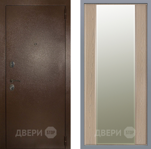 Дверь Заводские двери Эталон 3к антик медь Зеркало Макси Беленый дуб в Шатуре