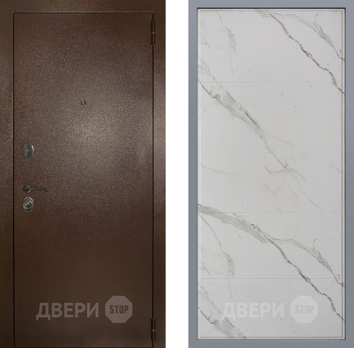 Дверь Заводские двери Эталон 3к антик медь Тривия Мрамор белый в Шатуре