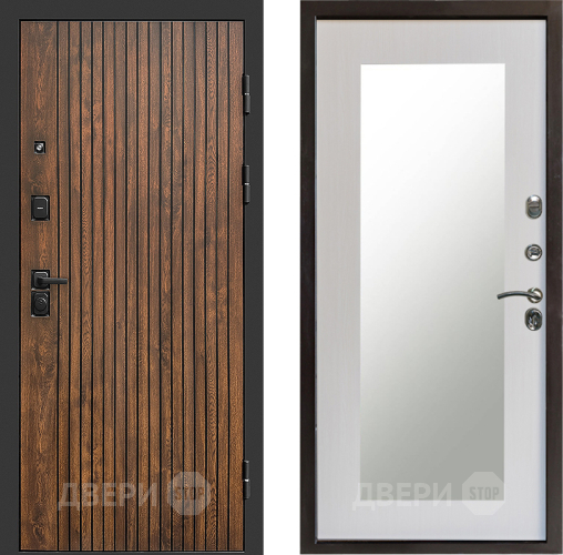 Входная металлическая Дверь Престиж Tvist Зеркло Пастораль Лиственница белая в Шатуре