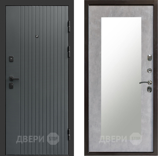 Входная металлическая Дверь Престиж Tvist Grey Зеркло Пастораль Бетон светлый в Шатуре
