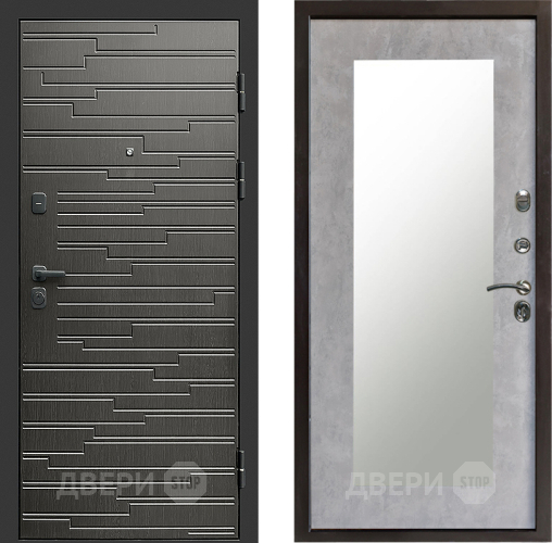 Входная металлическая Дверь Престиж Rivera Зеркло Пастораль Бетон светлый в Шатуре