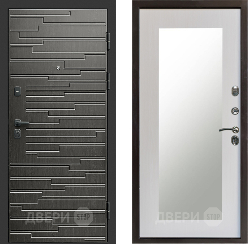 Входная металлическая Дверь Престиж Rivera Зеркло Пастораль Лиственница белая в Шатуре