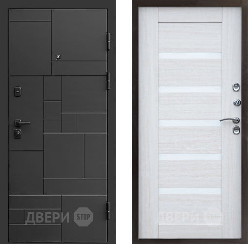 Входная металлическая Дверь Престиж Kvadro Царга Лиственница белая в Шатуре