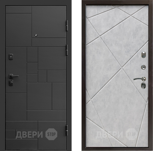 Входная металлическая Дверь Престиж Kvadro Лучи Бетон светлый в Шатуре