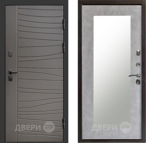 Входная металлическая Дверь Престиж Siciliya Зеркло Пастораль Бетон светлый в Шатуре