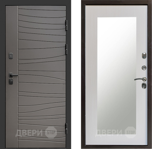 Входная металлическая Дверь Престиж Siciliya Зеркло Пастораль Лиственница белая в Шатуре