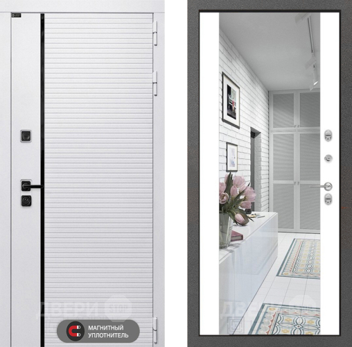 Входная металлическая Дверь Лабиринт (LABIRINT) Royal Зеркало Максимум Белый софт в Шатуре