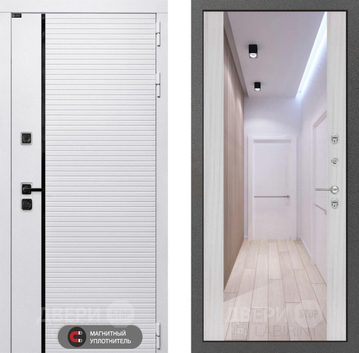 Входная металлическая Дверь Лабиринт (LABIRINT) Royal Зеркало Максимум Сандал белый в Шатуре