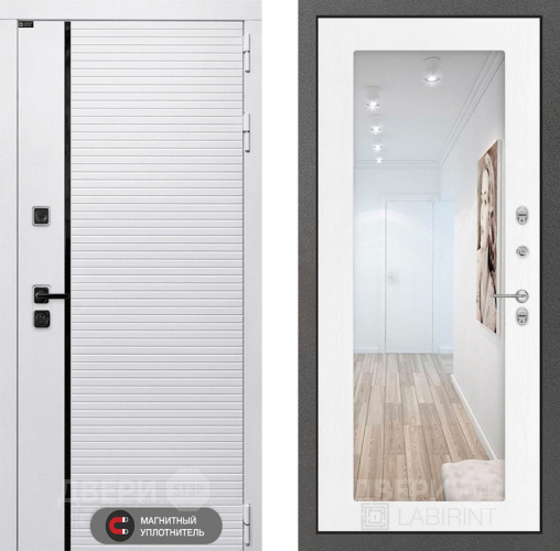 Дверь Лабиринт (LABIRINT) Royal Зеркало 18 Белое дерево в Шатуре
