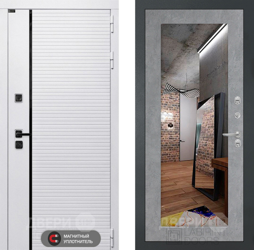 Дверь Лабиринт (LABIRINT) Royal Зеркало 18 Бетон светлый в Шатуре