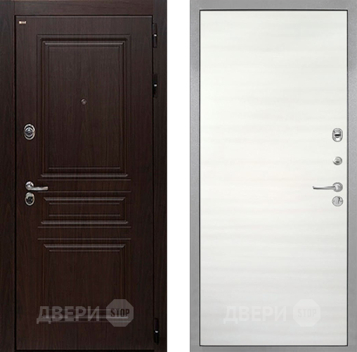 Дверь Интекрон (INTECRON) Брайтон Тиковое Дерево Гладкая Дуб сильвер поперечный в Шатуре