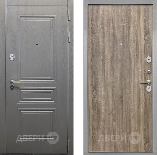 Входная металлическая Дверь Интекрон (INTECRON) Брайтон Графит Гладкая Дуб турин в Шатуре