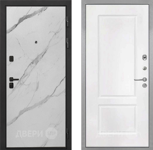 Дверь Интекрон (INTECRON) Профит Black Мрамор Арктик КВ-2 Белый матовый в Шатуре