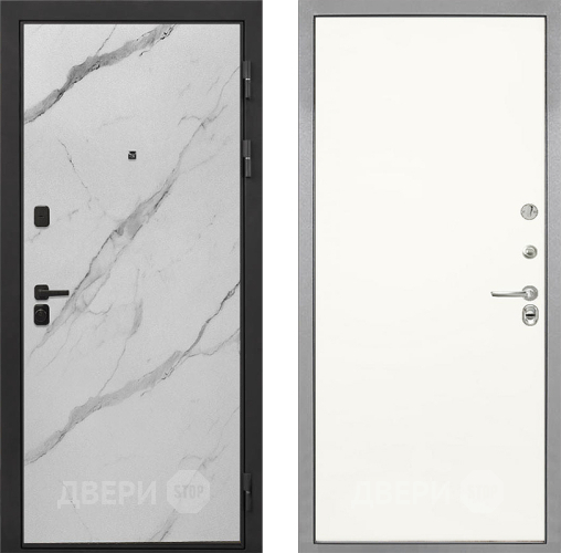 Входная металлическая Дверь Интекрон (INTECRON) Профит Black Мрамор Арктик Гладкая Слоновая кость в Шатуре