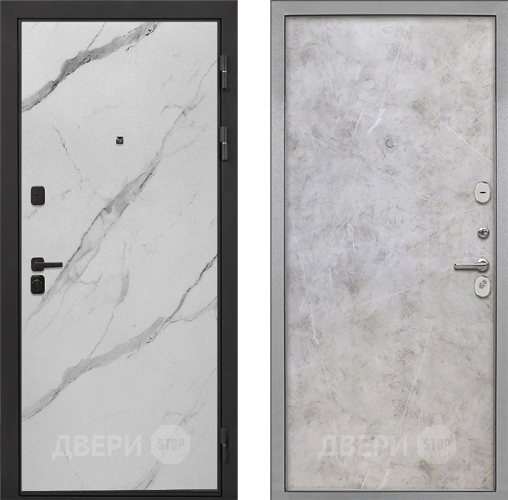 Входная металлическая Дверь Интекрон (INTECRON) Профит Black Мрамор Арктик Гладкая Мрамор светлый в Шатуре