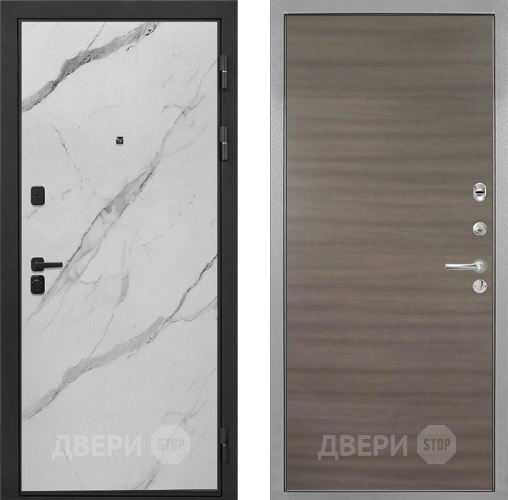 Входная металлическая Дверь Интекрон (INTECRON) Профит Black Мрамор Арктик Гладкая Дуб тоскано поперечный в Шатуре