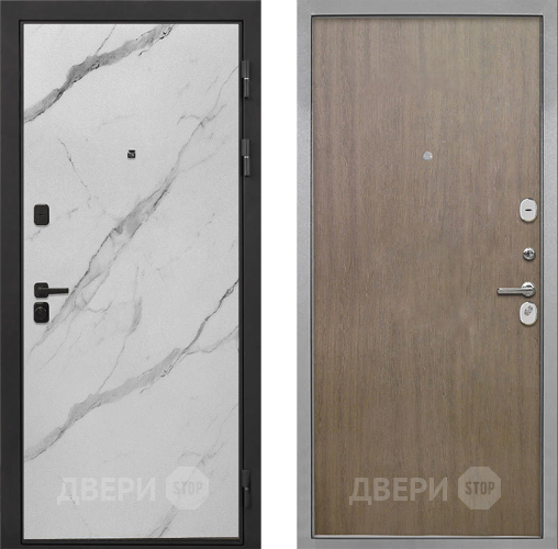 Входная металлическая Дверь Интекрон (INTECRON) Профит Black Мрамор Арктик Гладкая шпон Венге коричневый в Шатуре