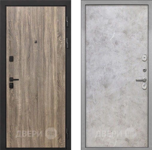 Входная металлическая Дверь Интекрон (INTECRON) Профит Black Дуб Турин Гладкая Мрамор светлый в Шатуре