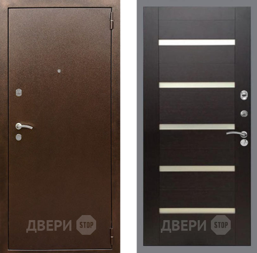 Входная металлическая Дверь Рекс (REX) 1А Медный Антик СБ-14 стекло белое венге поперечный в Шатуре