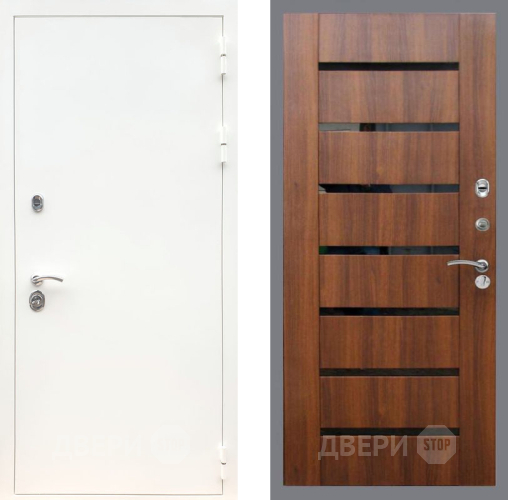 Входная металлическая Дверь Рекс (REX) 5 Белая Шагрень СБ-14 стекло черное Орех бренди в Шатуре