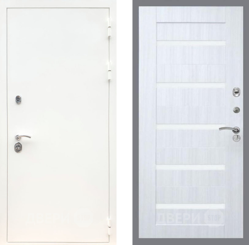 Входная металлическая Дверь Рекс (REX) 5 Белая Шагрень СБ-14 стекло белое Сандал белый в Шатуре