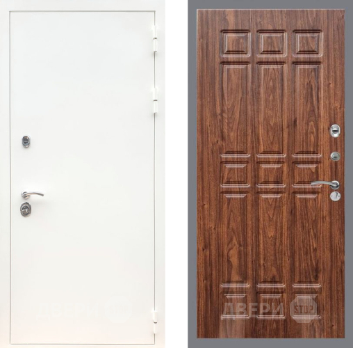 Дверь Рекс (REX) 5 Белая Шагрень FL-33 орех тисненый в Шатуре