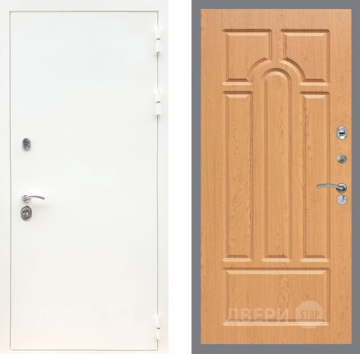 Входная металлическая Дверь Рекс (REX) 5 Белая Шагрень FL-58 Дуб в Шатуре