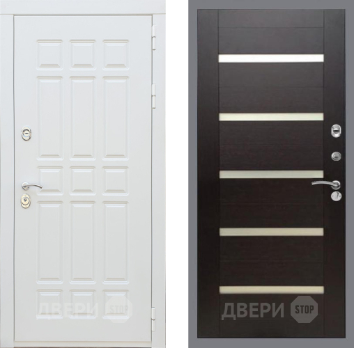 Входная металлическая Дверь Рекс (REX) 8 Силк Сноу СБ-14 стекло белое венге поперечный в Шатуре