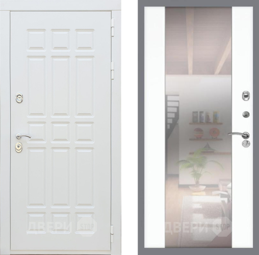 Входная металлическая Дверь Рекс (REX) 8 Силк Сноу СБ-16 Зеркало Силк Сноу в Шатуре