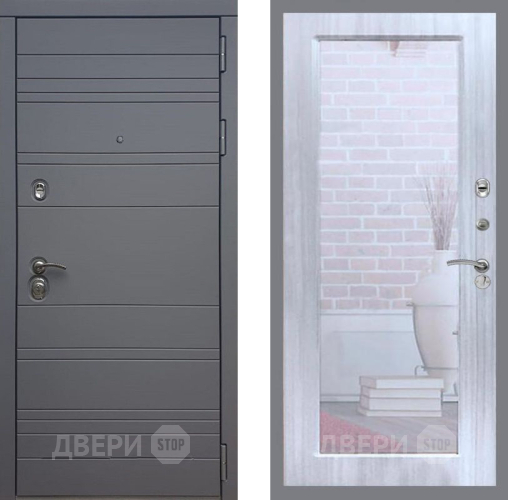 Входная металлическая Дверь Рекс (REX) 14 силк титан Зеркало Пастораль Сандал белый в Шатуре