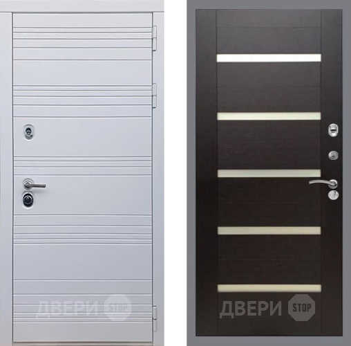 Входная металлическая Дверь Рекс (REX) 14 Силк Сноу СБ-14 стекло белое венге поперечный в Шатуре