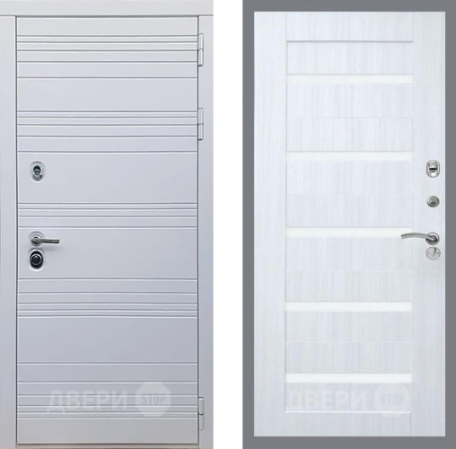 Входная металлическая Дверь Рекс (REX) 14 Силк Сноу СБ-14 стекло белое Сандал белый в Шатуре