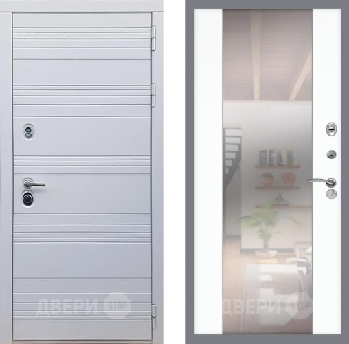 Входная металлическая Дверь Рекс (REX) 14 Силк Сноу СБ-16 Зеркало Силк Сноу в Шатуре