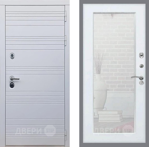 Входная металлическая Дверь Рекс (REX) 14 Силк Сноу Зеркало Пастораль Силк Сноу в Шатуре