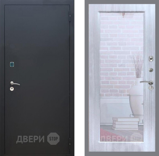 Входная металлическая Дверь Рекс (REX) 1A Черный Муар Зеркало Пастораль Сандал белый в Шатуре