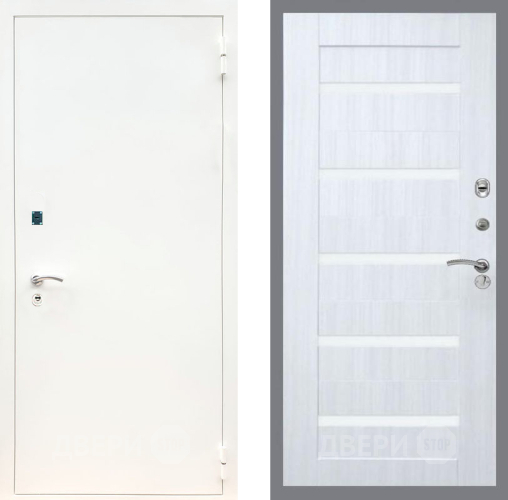 Входная металлическая Дверь Рекс (REX) 1А Белая шагрень СБ-14 стекло белое Сандал белый в Шатуре