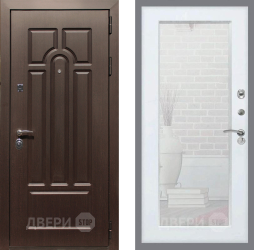 Входная металлическая Дверь Рекс (REX) Эврика Зеркало Пастораль Силк Сноу в Шатуре