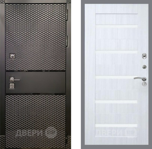 Дверь Рекс (REX) 15 Черный Кварц СБ-14 стекло белое Сандал белый в Шатуре