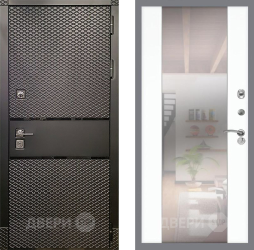 Входная металлическая Дверь Рекс (REX) 15 Черный Кварц СБ-16 Зеркало Силк Сноу в Шатуре