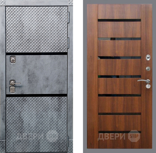 Дверь Рекс (REX) 15 Бетон Темный СБ-14 стекло черное Орех бренди в Шатуре