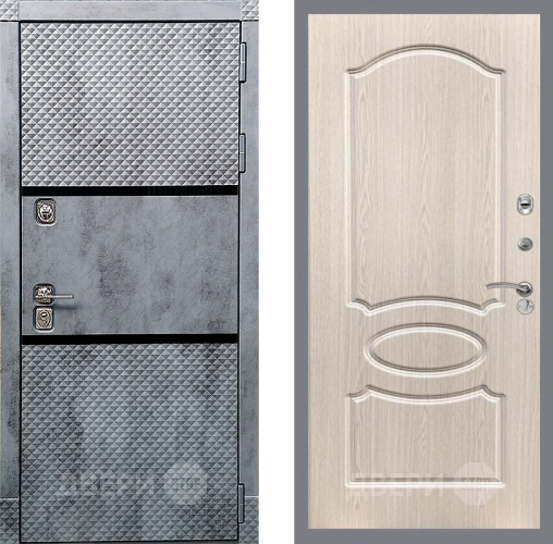 Входная металлическая Дверь Рекс (REX) 15 Бетон Темный FL-128 Беленый дуб в Шатуре